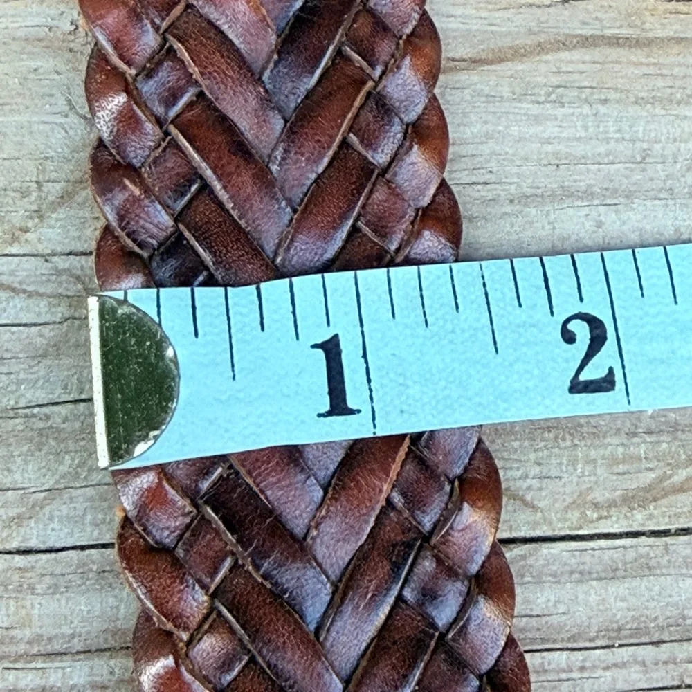 Vintage De Vecchi by Hamilton Hodge Woven Leather Belt Made in Italy‎ Brown